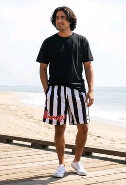 SLUNKS Volleyball Shorts XXL Men's Striped Collab Simmzy's Team Limited Ed